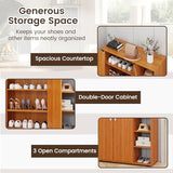 Giantex Wood Shoe Cabinet with Doors, Freestanding Shoe Rack Cabinet with 3-Level Adjustable Open Shelves, Modern Wooden Shoe Storage Cabinet for Entryway, Hallway, Closet, Living Room (Natural) Giantex