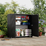ZZM Indoor/Outdoor Storage Cabinet Waterproof, 34"x15"x34" Plastic Outdoor Storage Box for Garden Balcony Bathroom, All Weather Outdoor Storage Clearance, DIY Usage, with No Shelf (Black) ZZM