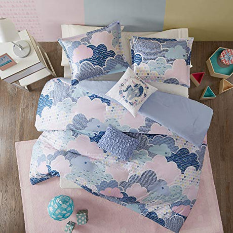 Intelligent Design Kids Comforter Vibrant Fun and Playful Unicorn Print Down Alternative All Season Children Bedding-Set, Girls Bedroom Décor, Twin/Twin XL, Cloud Blue with 2 dec pillows Intelligent Design