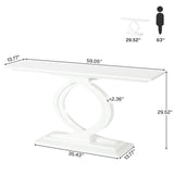 Tribesigns 59 Inches Console Table for Entryway, White Farmhouse Console Table for Living Room, Wood Sofa Table Behind Couch, Modern Narrow Long Foyer Entry Hallway Table with Double Arc Base Tribesigns