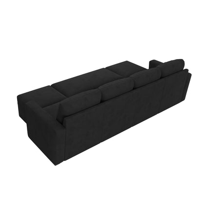 HONBAY Modular Sectional Sleeper Sofa Bed, Velvet Sectional Couch with Pullout Bed U Shaped Modular Couch with Storage Ottoman for Living Room, Black