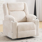 Power Recliner Chair with Massage and Heat, Oversized Swivel Rocker Recliner for Adults with Adjustable Headrest, Nursery Glider with Arm Storage and Cup Holder, Beige