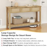 Luoxiao Rattan Console Table Boho Entryway Table with 3 Drawers Storage, Narrow Long Behind Couch Sofa Table for Living Room Side Table Entry Way Table Entrance Hallway Foyer, Natural, 47 Inch Luoxiao