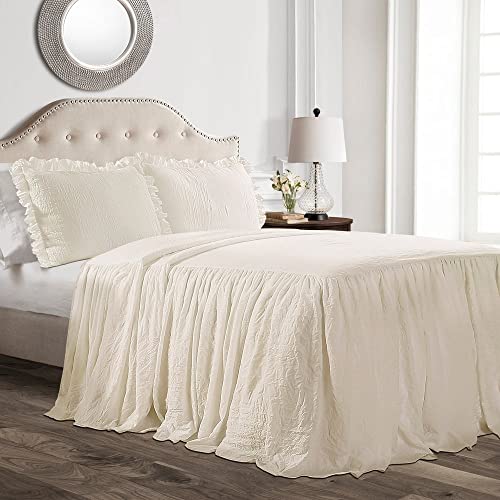 Lush Decor Ruffle Skirt Bedspread Set - 2-Piece Luxurious Farmhouse Bedding - Elegant Ruffle Detail - Timeless Style - Soft Lightweight Sheets - Twin, White Lush Decor