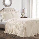 Lush Decor Ruffle Skirt Bedspread Set - 2-Piece Luxurious Farmhouse Bedding - Elegant Ruffle Detail - Timeless Style - Soft Lightweight Sheets - Twin, White Lush Decor
