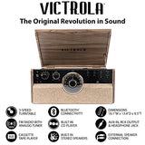 Victrola Empire Mid-Century 6-in-1 Turntable with 3 Speed Record Player, Bluetooth Connectivity, Radio, Cassette and CD Player (Farmhouse Walnut) Victrola