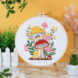 SunorthLife Embrodiery Kit for Beginners, Embrodiery Starter Sets for Adults Including Embrodiery Patterns, Threads, Needles, Hoop (Mushroom)