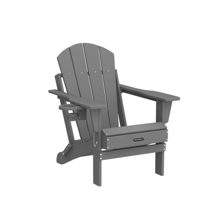 MUCHENGHY Folding Adirondack Chairs HDPE Weather Resistant, Patio Firepit Chairs, Sturdy Outside Chairs, Lawn Chairs, 15min Assembly 380lb Grey - WoodArtSupply