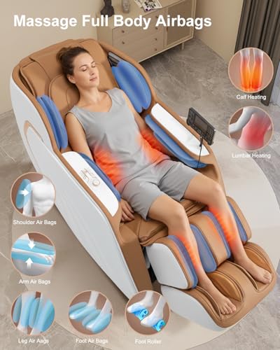 Msutree 3D Massage Chair Full Body, Zero Gravity SL-Track Shiatsu Massage Recliner Chair with Heat, AI Voice Control, Foot Rollers, Airbags, Auto Modes, Smart Screen Controller, White Msutree