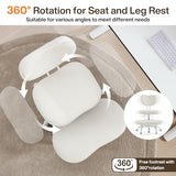 Fizzin Cross Legged Office Chair, Criss Cross Chair with Wheels Height Adjustable Seat for ADHD 360° Swivel Meditation Chair Chic Home Office Furniture (White-New) Fizzin