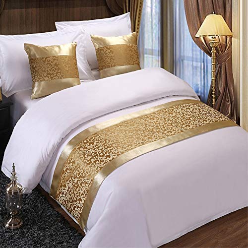 Twelve Champagne Bed Scarve Runner Bedding Scarves for Home Hotel Decorations Single, 50x180cm for 120cm bed Twelve