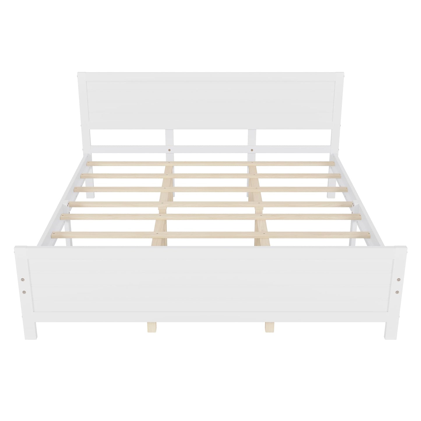 Dolonm White King Size Platform Bed Frame with Rustic Headboard and Under-Bed Storage - WoodArtSupply