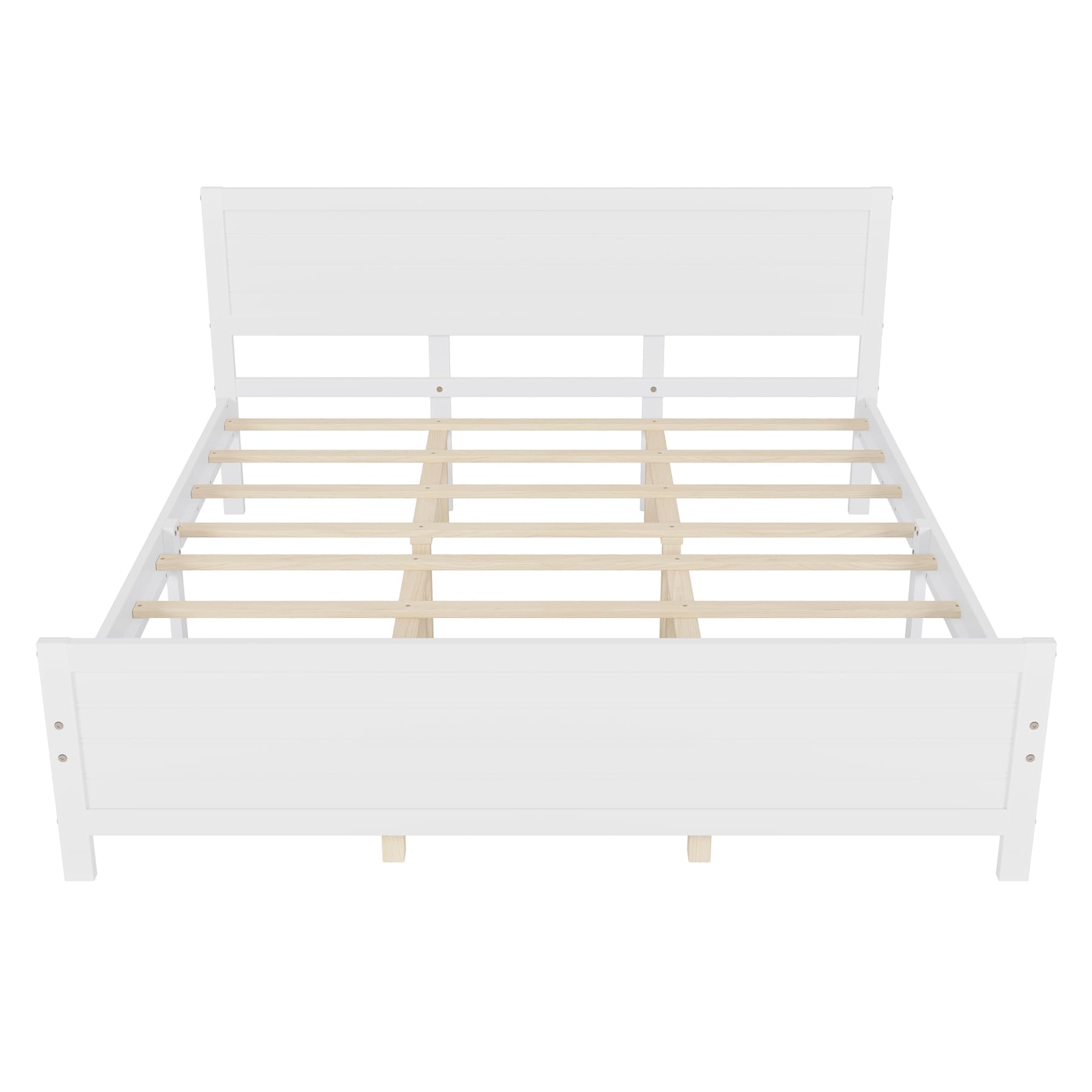 Dolonm White King Size Platform Bed Frame with Rustic Headboard and Under-Bed Storage - WoodArtSupply