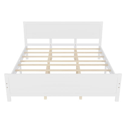 Dolonm White King Size Platform Bed Frame with Rustic Headboard and Under-Bed Storage - WoodArtSupply