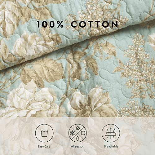 Laura Ashley Home - King Quilt Set, Cotton Reversible Bedding with Matching Shams, Bedroom Decor Ideal for All Seasons (Brompton Green, King) Laura Ashley