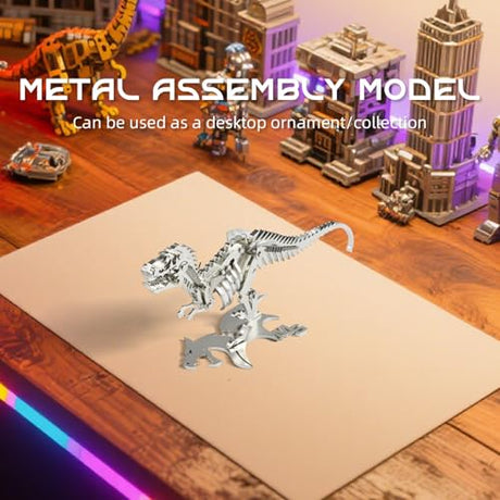 Kolotesame T.rex 3D Metal Puzzle Dinosuar Model for Adults, DIY Dinosuar Skeleton Building Model Kit, Immersive Creative Puzzle Model for Men or 3D Building Enthusiasts Gift kolotesame