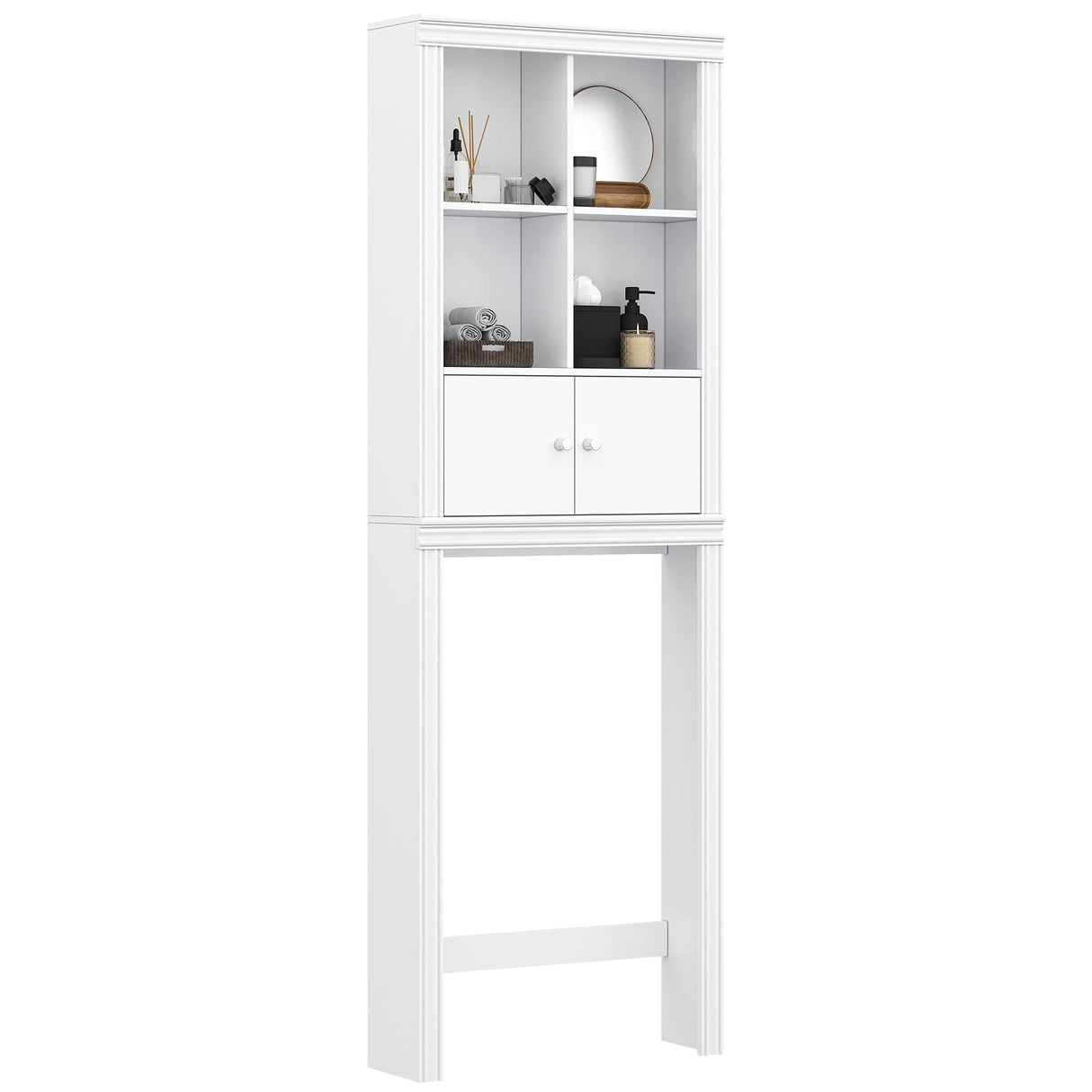 Spirich Over The Toilet Storage Cabinet, Above Toilet Storage Cabinet with Doors, Freestanding Bathroom Space Saver, White Spirich
