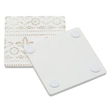 Juvale Set of 6 White Wooden Coasters with Holder for Drinks, Coffee Table, and Floral Farmhouse Decor (3.8 Inches) Juvale