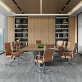 Okeysen Office Desk Chair, Ergonomic Leather Modern Conference Room Chairs, Executive Ribbed Height Adjustable Swivel Rolling Chair for Home Office. (Brown) Lepdep