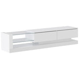 BAMACAR Modern TV Stand for 80 Inch TV, White Led Light Entertainment Center with Storage, 80 75 70 Inch TV Stands for Living Room BAMACAR