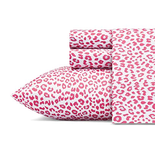 Betsey Johnson - Twin Sheet Set, Ultra-Soft Bedding with Smooth & Silky Feel, Deep Pockets, Bed Sheets with Matching Fitted Sheet & Pillowcase (Betsey's Leopard Pink) Betsey Johnson