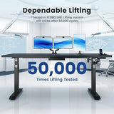 FEZIBO 71 x 37 Inch Electric Standing Desk with Integrated Dual-Beam, Height Adjustable Computer Desk, Stand Up Desk for Home Office Workstation, Large 3-Piece Desktop Black FEZIBO