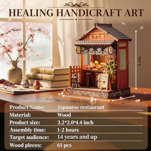 HYXBXSS Book Nook Kit, DIY Miniature House Dollhouse Kit for Adults and Teens, Booknook Tiny House Bookshelf Decor, Japanese Shop Building Kit 3D Wooden Puzzles, Gifts for Family and Friends