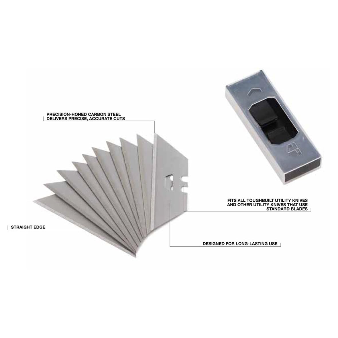 ToughBuilt - 30 pack Utility Knife Blades - (TB-H4S30-80) ToughBuilt