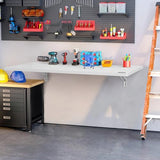 VEVOR Wall Mounted Folding Table, 47.24" x 19.69" Wall Mount Drop Leaf Table, Floating Desk with Iron Bracket, Fold Down Desk for Small Spaces, Home Office, Dining, Laundry Room, Kitchen, Bar, White VEVOR