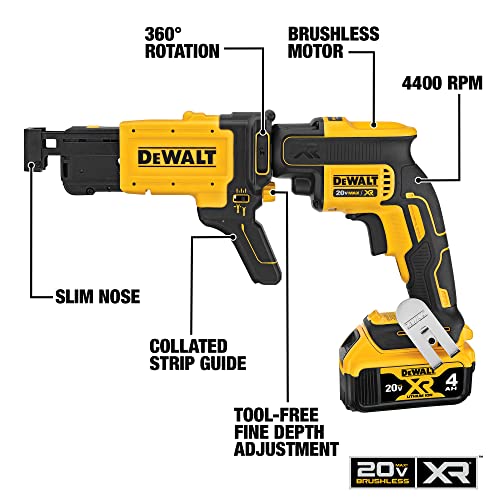 DEWALT Screw Gun Kit with Collated Drywall Attachment (DCF620CM2) DEWALT