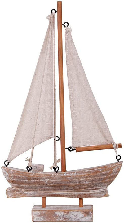 Linfevisi Wooden Sailboat Decorations Nautical Sail Boats Model Decoration Beach Coastal Ocean Themed Home Decor Ornaments Table Top Rustic Decorative Wood Sailing Boats Ships Nautical Decor 10.75" H