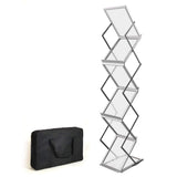 HUAZI Foldable Aluminum Magazine Rack, Portable Pop-up Display Stand, 6 Pockets, A4 Size, for Trade Shows, Office, Retail Store HUAZI