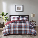 Madison Park Essentials Parkston Plaid Comforter, Matching Sham, 3M Scotchguard Stain Release Cover, Hypoallergenic All Season Bedding-Set, Full/Queen, Red, 3 Piece Madison Park