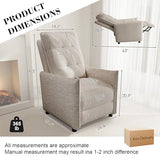 Chenille Fabric Recliner Chair for Adults - Manual Push Back Reclining Sofa with Sturdy Metal Frame, Overstuffed High-Density Foam, Adjustable Footrest for Living Room, Home Theater (Beige)