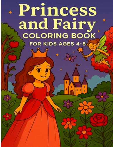 Princesses and Fairies: Coloring Book for Kids Ages 4-8: 50 Beautiful Coloring Pages with Castles, Trees, Flowers, and Magical Scenes WoodArtSupply