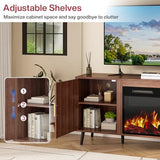 TAVATA 58" Fireplace TV Stand with 23" Fireplace Up to 65" TVs, Fluted Modern Entertainment Center with Storage Cabinet and Adjustable Shelves, Media TV Console Table for Living Room, Brown TAVATA