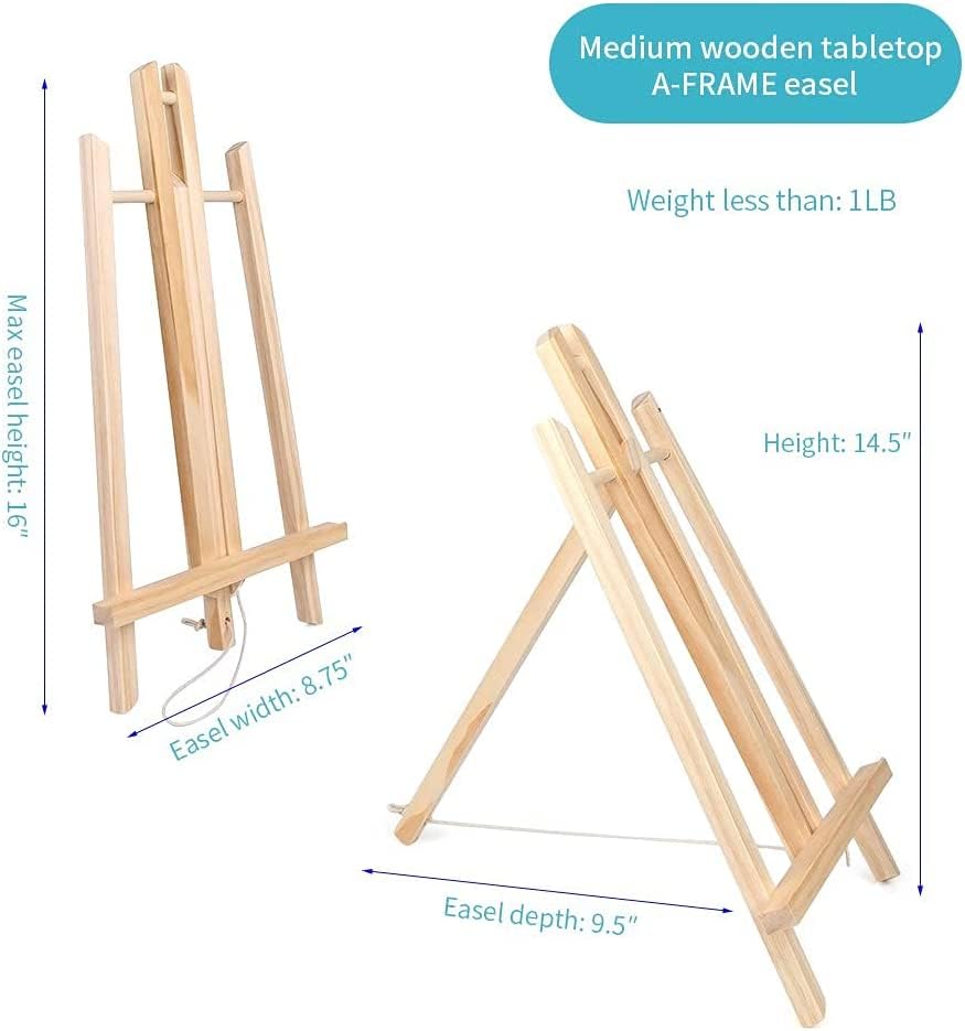 11.8" Wood Easels, Small Tabletop Display Stand, Tripod, Painting Party Easel, Kids Student Tabletop Easels for Painting, Portable Canvas Photo Picture Sign Holder - WoodArtSupply