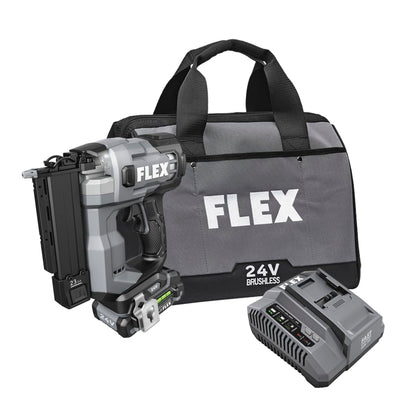FLEX 24V Brushless 23Ga Pin Nailer Kit with 2.5Ah Lithium Battery and 160W Fast Charger - FS4341-1A