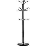 Kertnic Metal Coat Rack Stand with Natural Marble Base, Free Standing Hall Tree with 12 Hooks for Hanging Scarf, Bag, Jacket, Home Entry-way Hat Hanger Organizer (Black) Kertnic