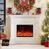 43" Electric Fireplace with Mantel, TV Stand＆Freestanding Fireplace, 23 inch Electric Fireplace Heater with 4 Flame Levels, Remote Control, One Package＆Easy to Set, for Living Room/Bedroom MEIGESI