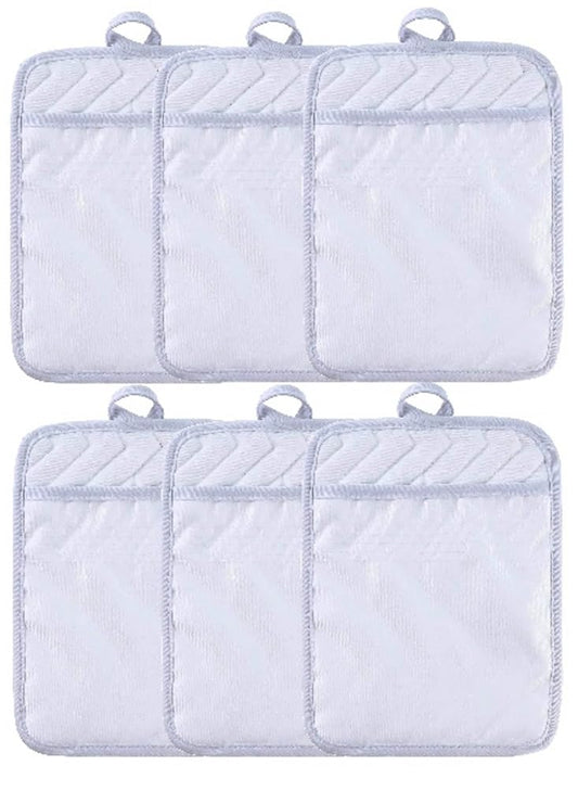 Sublimation Blanks 9"x7" Polyester/Cotton White Pot Holders with Sublimation Pocket DIY Set of 6