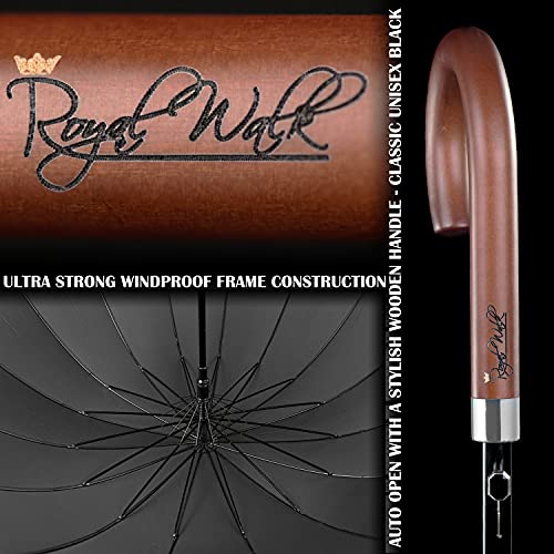 Royal Walk Large Umbrella for 2 Persons - 54 Inch Automatic Open, Wind Resistant, Fast Drying, Strong 16 Ribs, Travel 120cm Royal Walk