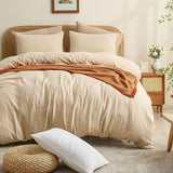 MEISHANG Muslin Duvet Cover King Size - 100% Organic Cotton, Soft Textured Gauze Weave Duvet Cover for Breathable All-Season Oeko-Tex Certified - 3 Piece Set (King, Linen) MEISHANG