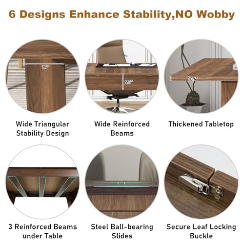 70.8"-110" Extendable Dining Table for 6-12 Person, Wooden Dining Room Table, Modern Extendable Table for Gatherings, Meeting for Small Kitchens, Dining Office Areas(Walnut) Fingertip WD
