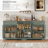 BOTLOG 71” Large Sideboard Buffet Cabinet with Storage, Farmhouse Kitchen Buffet Cabinet with Adjustable Shelves and 6 Barn Doors, Wood Coffee Wine Bar Console Table for Kitchen, Dining Room, Green BOTLOG