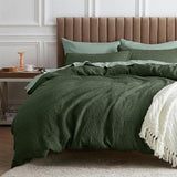Bedsure Waffle Comforter Set King, Olive Green Soft Bedding, Waffle Weave Bed Set, 3 Pieces, 1 Comforter (104"x90") and 2 Pillow Shams, Cotton Shell and Polyester Lining for All Seasons Bedsure