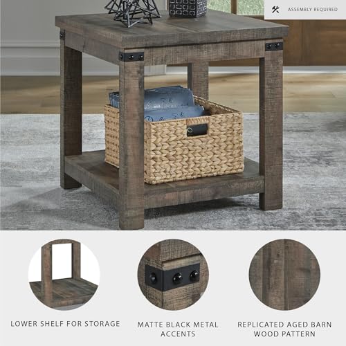 Signature Design by Ashley Hollum Rustic End Table with Shelf, Dark Brown Signature Design by Ashley