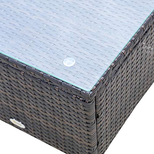 Outsunny Chaise Lounge Set of 2 with 5 Angle Backrest, Outdoor Coffee Table, Water Repellent Cushions, PE Rattan Wicker Poolside Chairs, 3-Piece Pool Furniture Set, Beige Outsunny