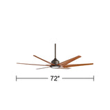 Casa Vieja 72" Power Hawk Modern Large Indoor Outdoor Ceiling Fan with Light LED Remote Control Oil Rubbed Bronze Painted Wood Damp Rated for Patio Exterior Roof House Porch Gazebo Garage Barn Casa Vieja