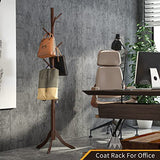 Coatrack 8 Standing Bamboo Coat Rack Hat Hanger 8 Hook for Jacket, Purse, Scarf Rack, Umbrella Tree Stand (Brown) Furshus